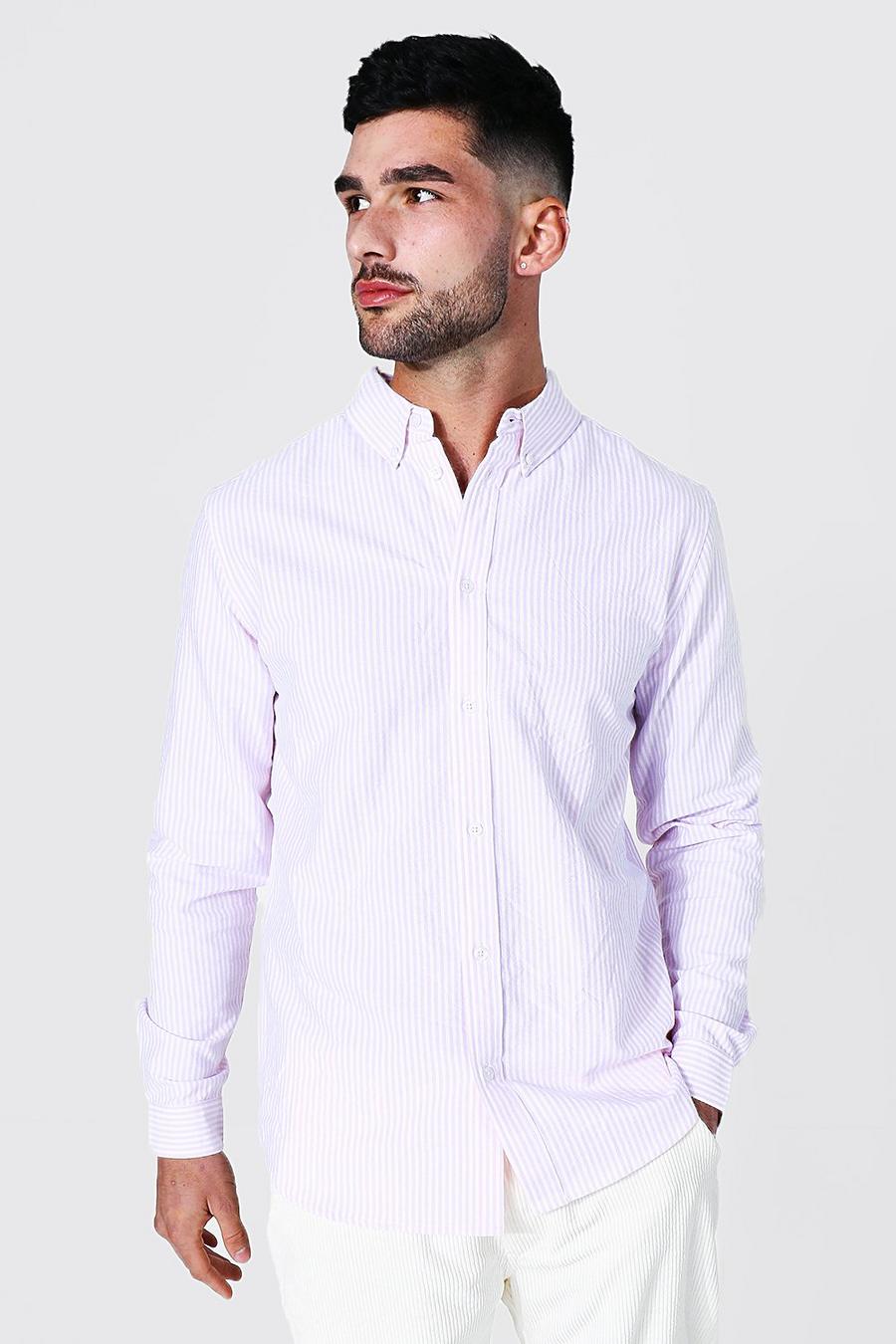 Pink Oxford Stripe Long Sleeve Regular Shirt image number 1