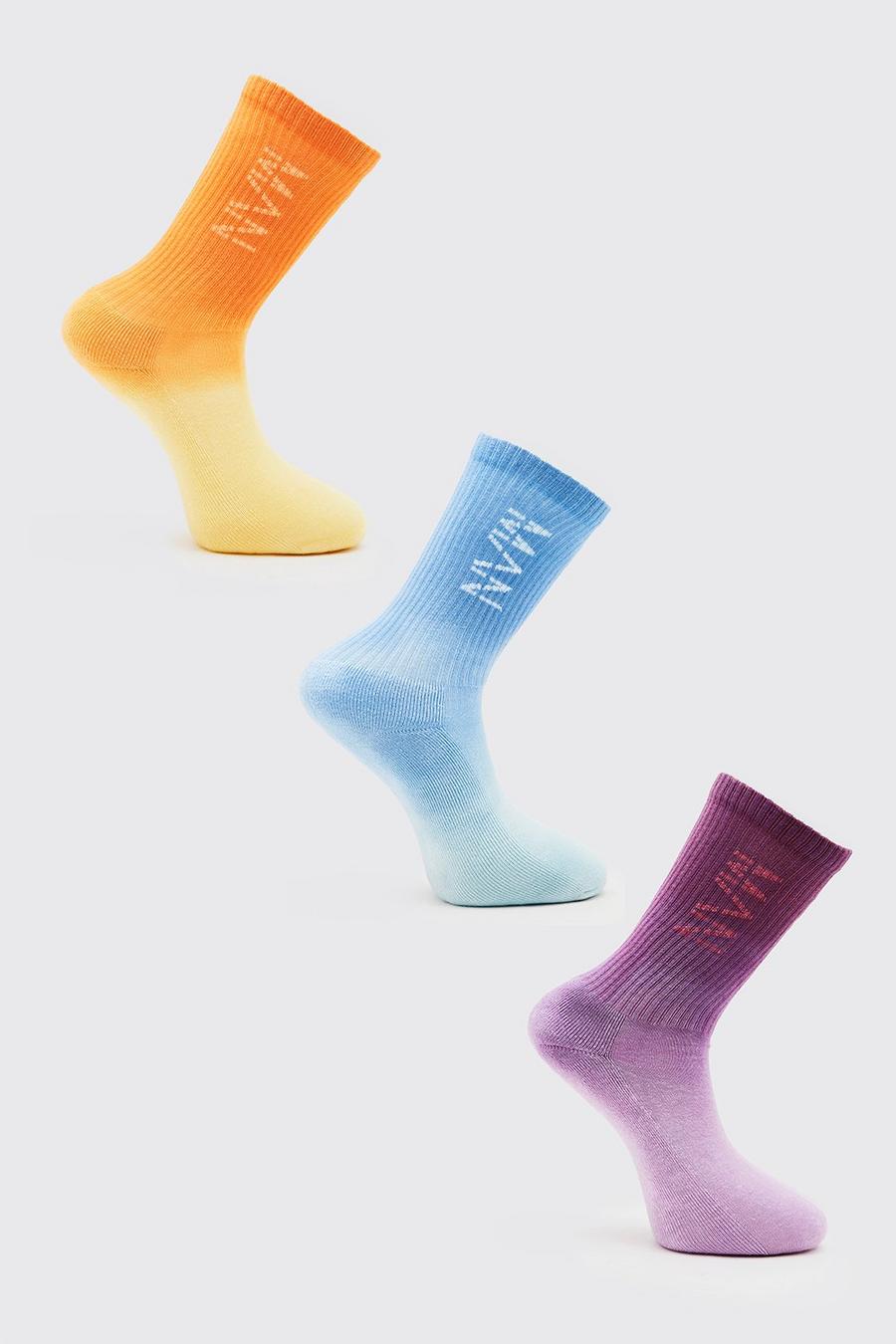3er-Pack Socken mit Farbverlauf und Man-Streifen, Mehrfarbig image number 1