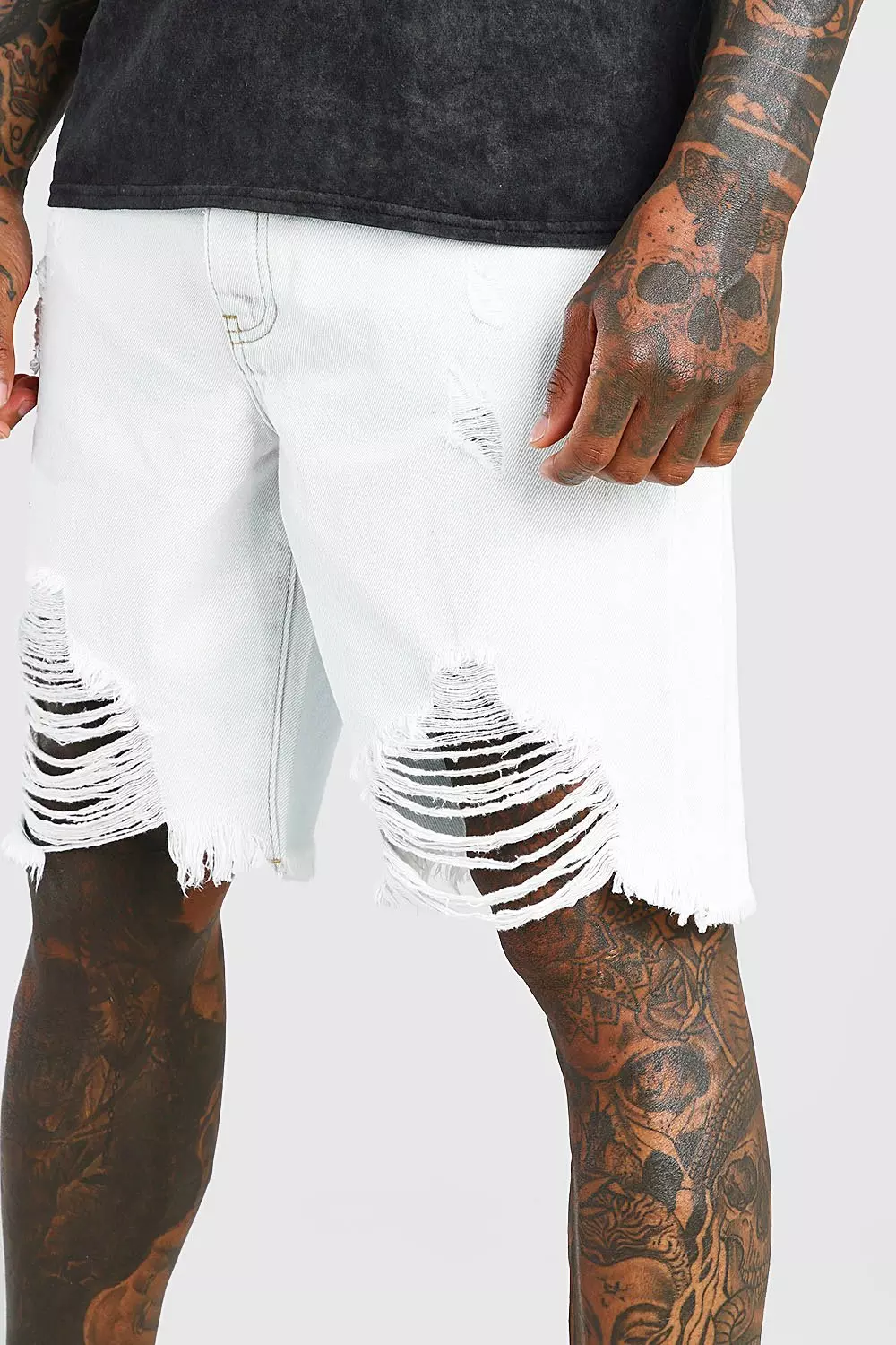White destroyed bermuda sales shorts