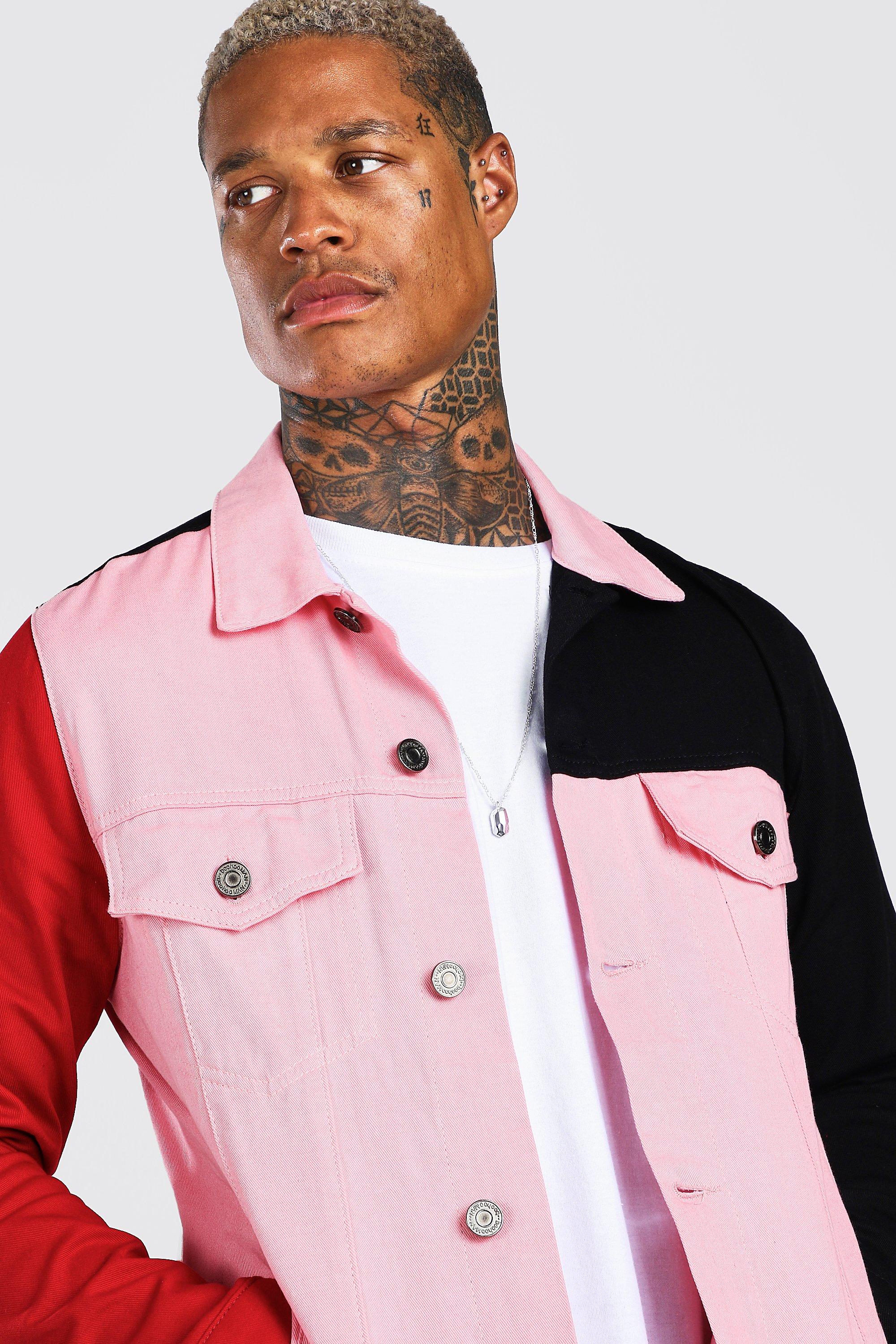 Mens pink jean sales jacket