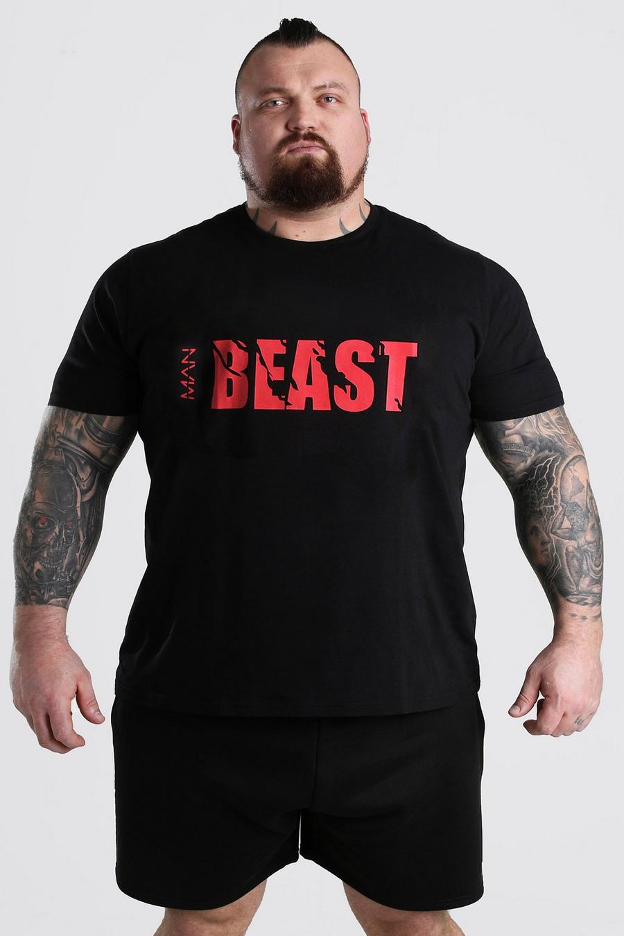 Black MAN Beast T-shirt med tryck image number 1