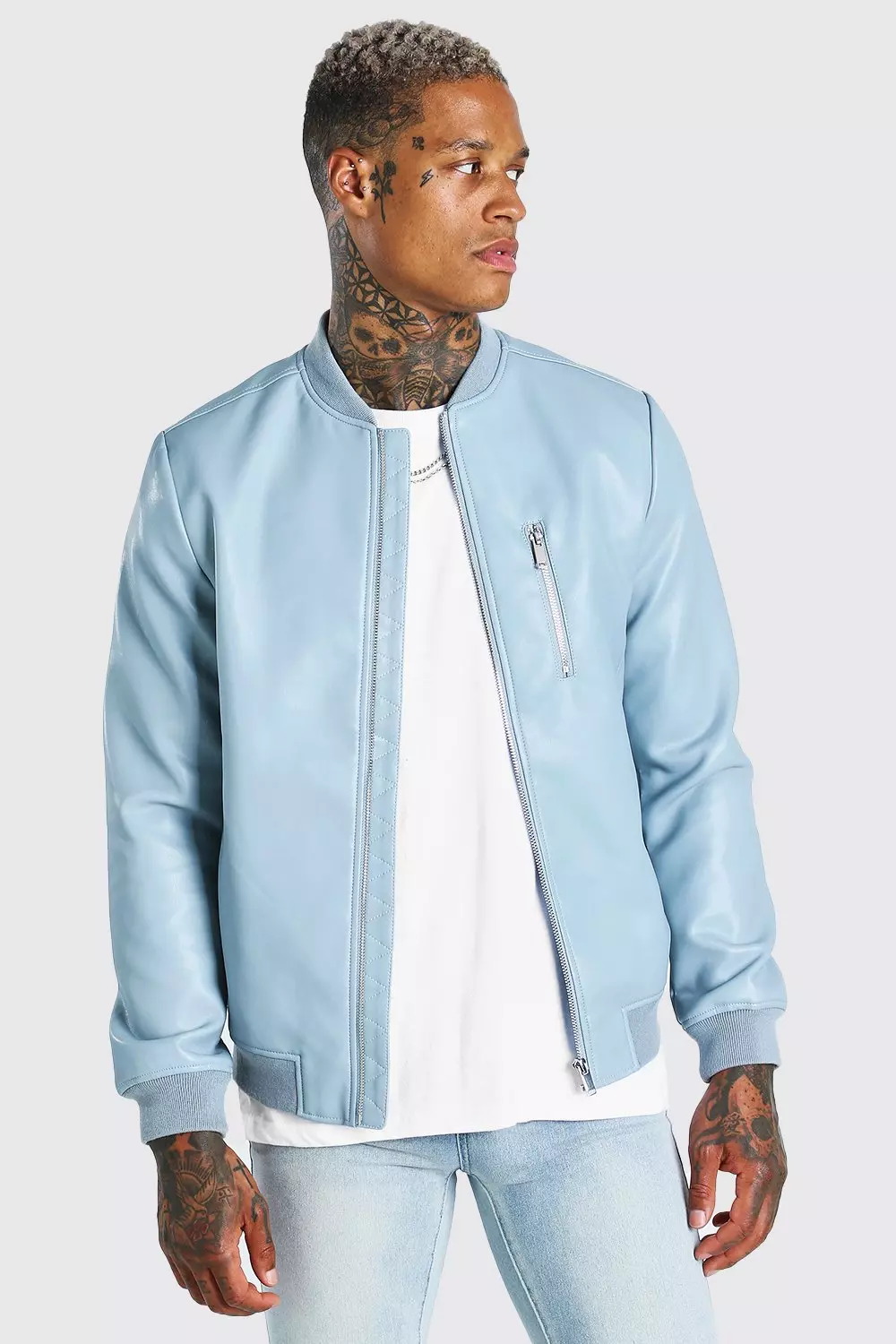 Boohoo leather jacket mens sale