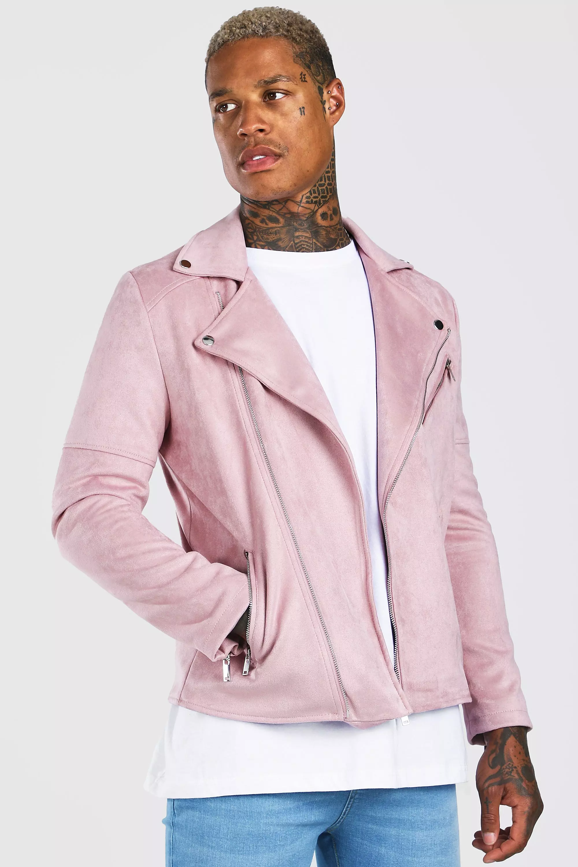 Pink leather shop jacket mens