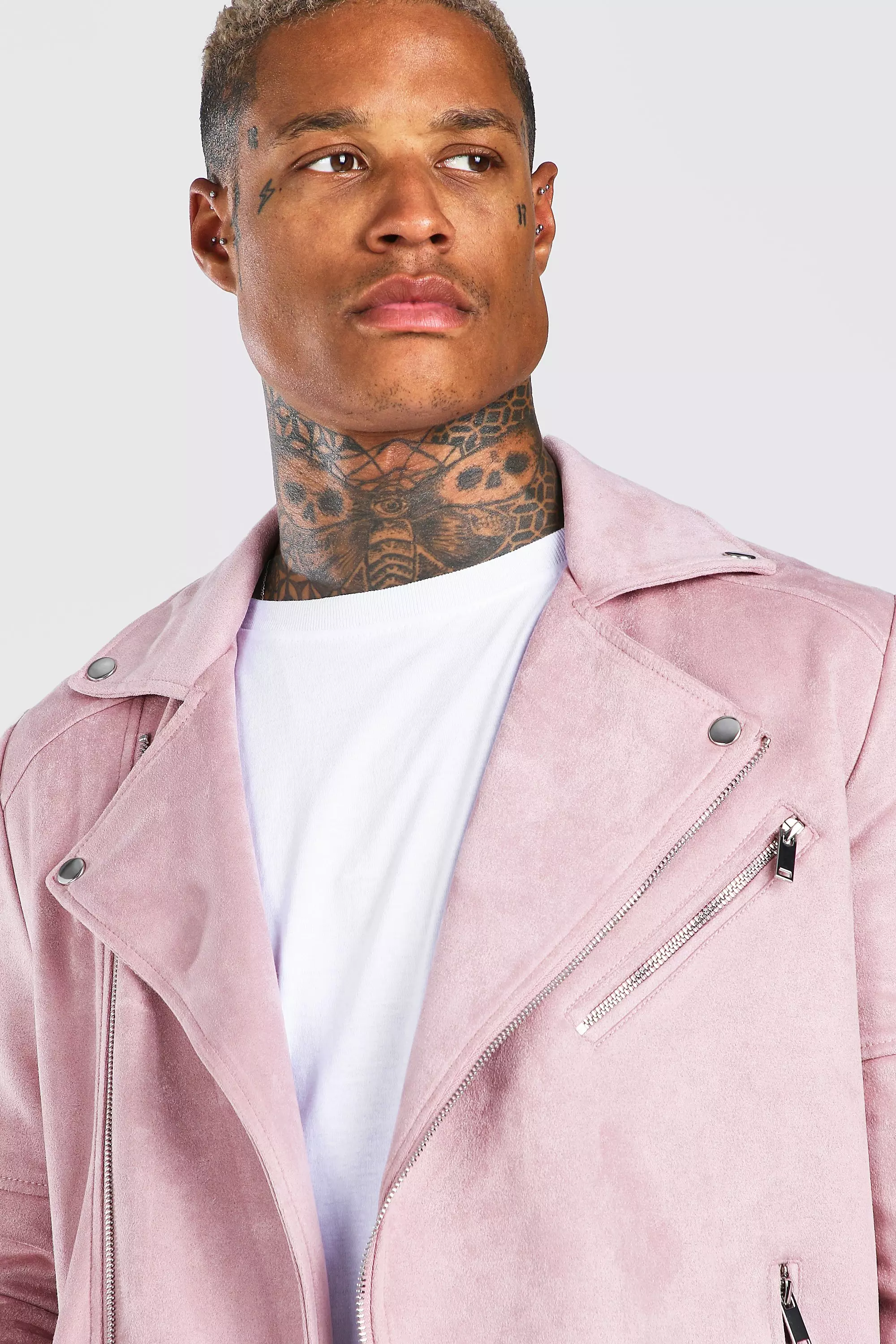 Men pink shop leather jacket