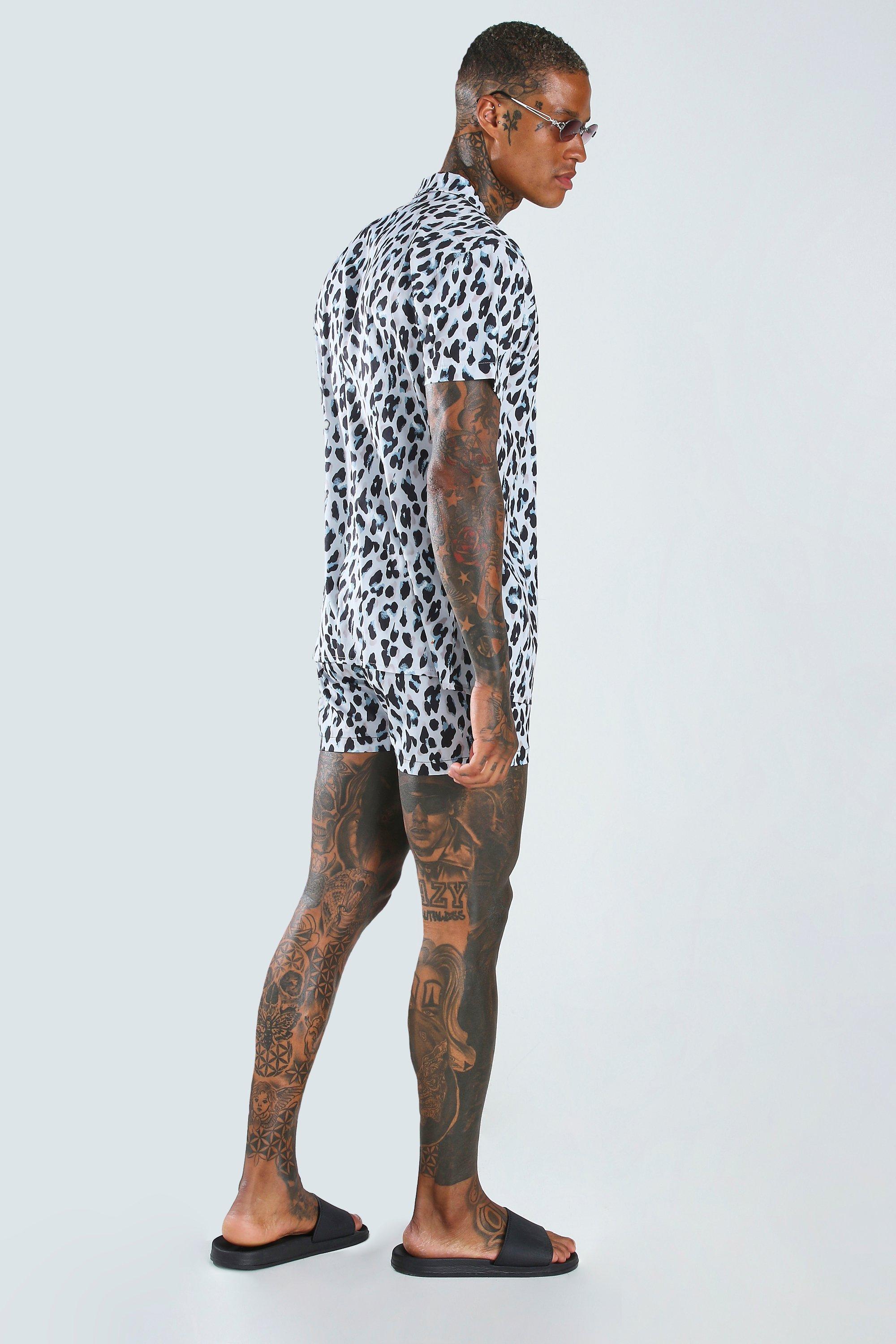 White cheetah print store shorts