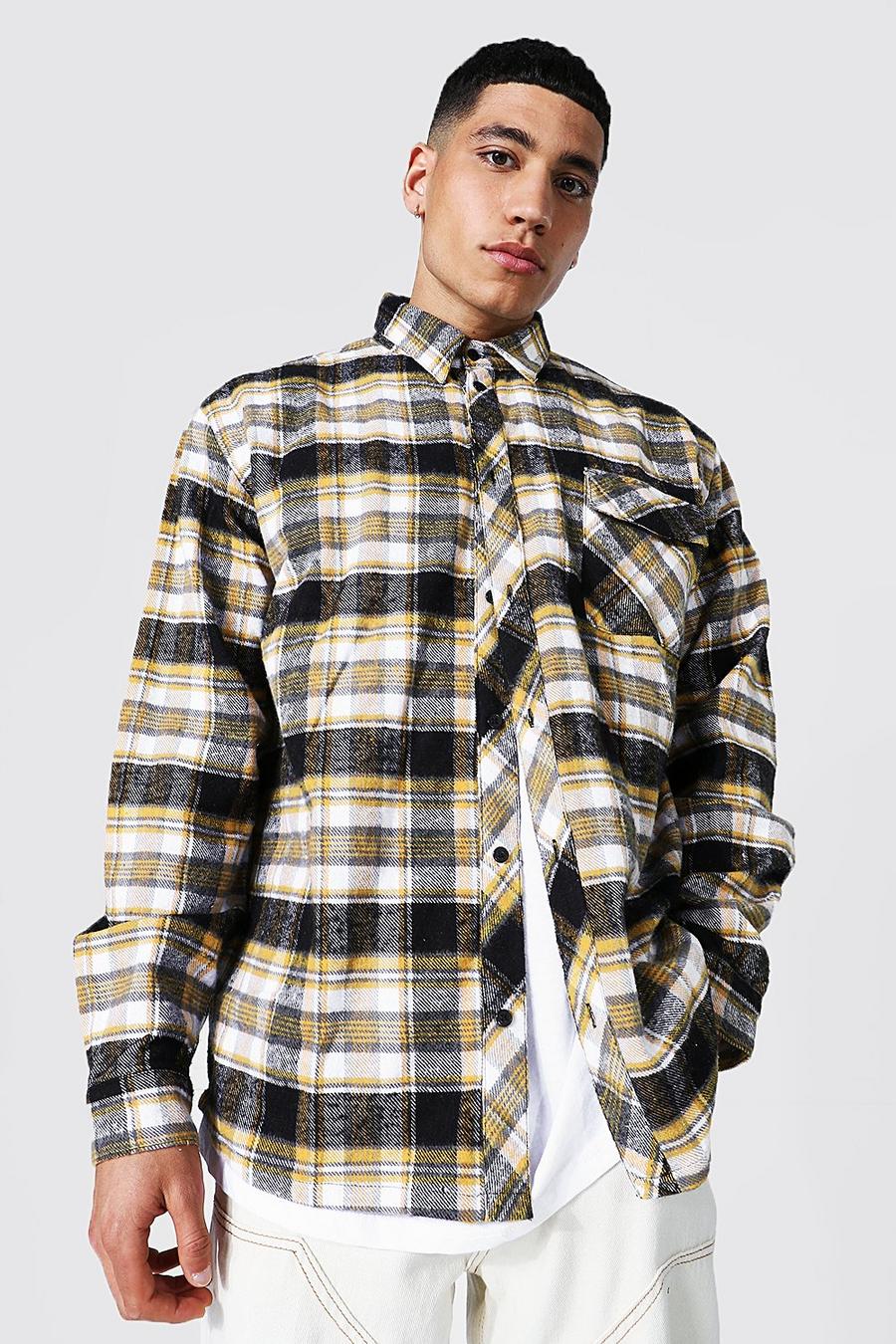 Yellow Oversized Flannel Shirt image number 1