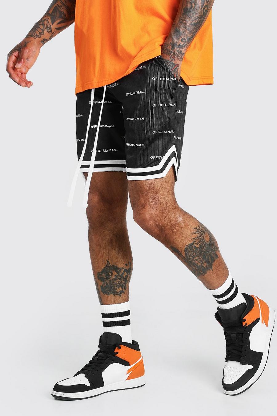 Black MAN Official All Over Print Airtex Shorts image number 1