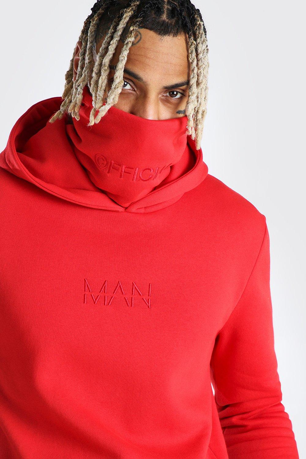 man in red hoodie