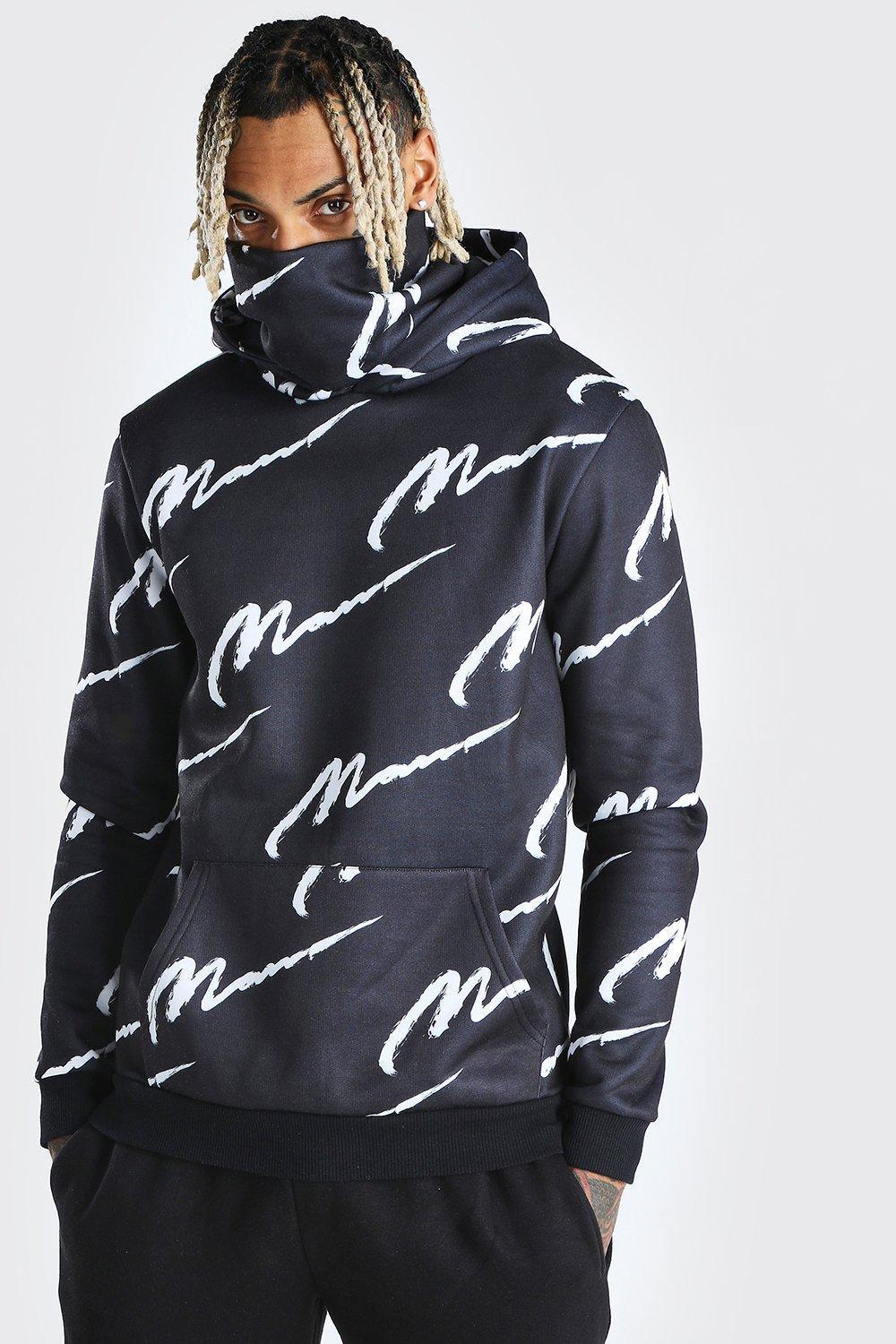 all over man printed hoodie