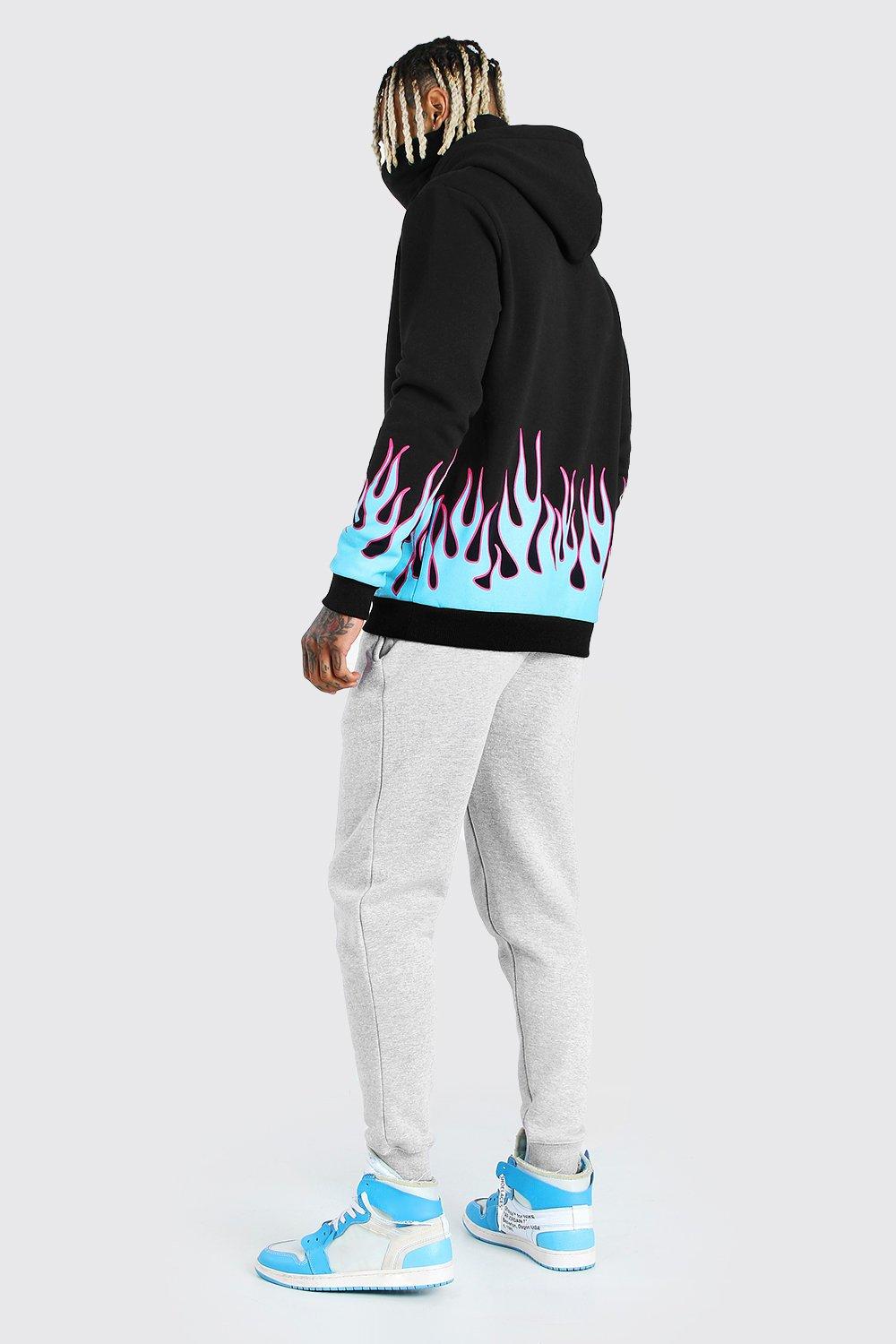 MAN Official Flame Print Snood Hoodie