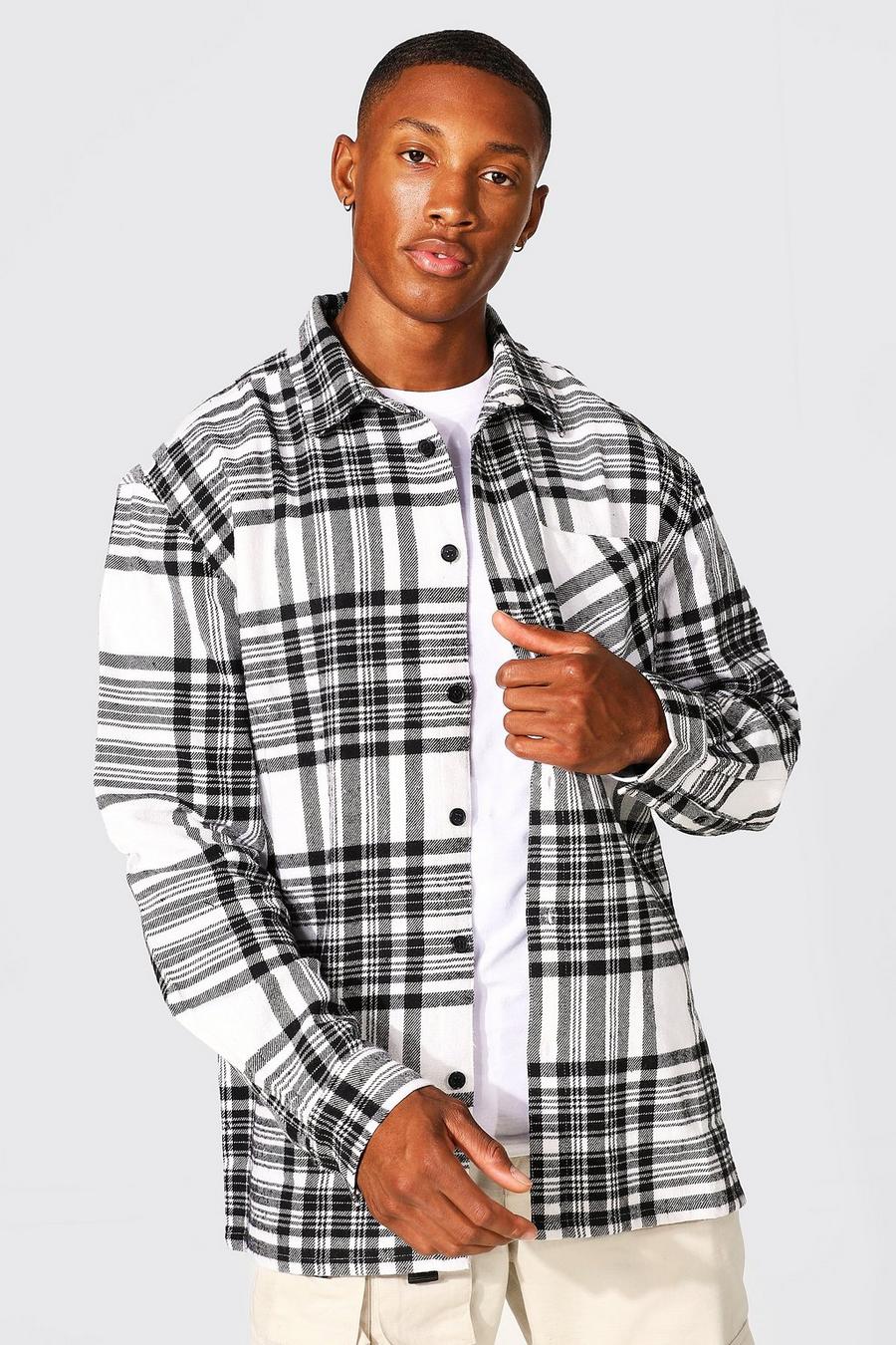 White Oversized Flannel Shirt image number 1