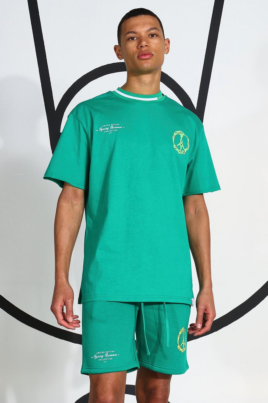 T-shirt Tall con stampa fluo sul retro, Verde image number 1