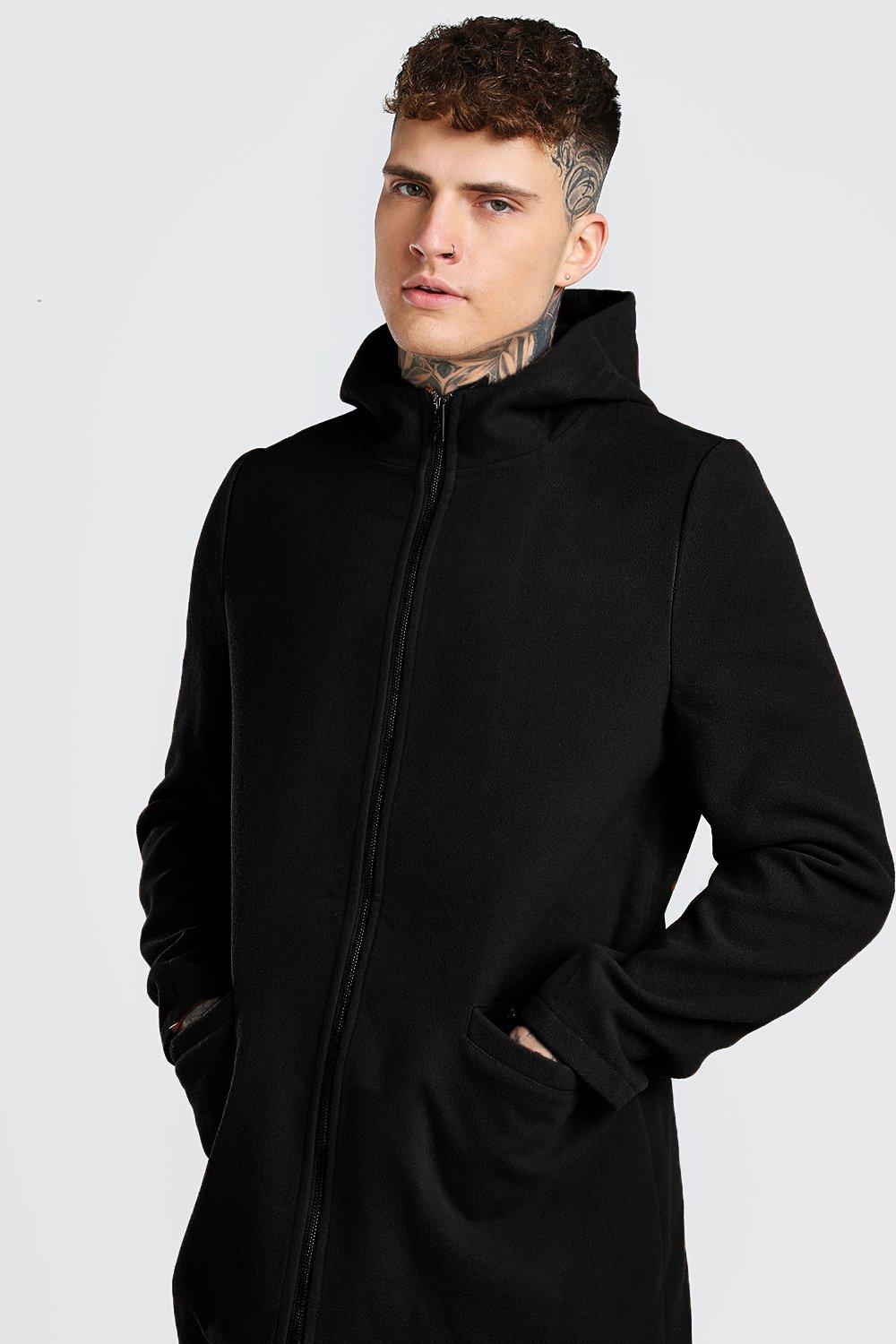 Mens hot sale hooded overcoat