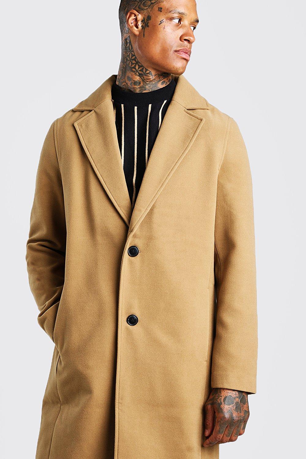 Drop Shoulder Single Breasted Longline Overcoat