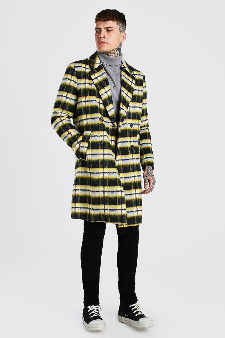 Yellow Big Check Double Breasted Overcoat image number 1