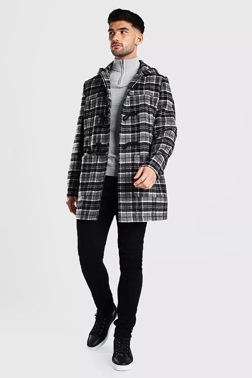 Checked hotsell duffle coat