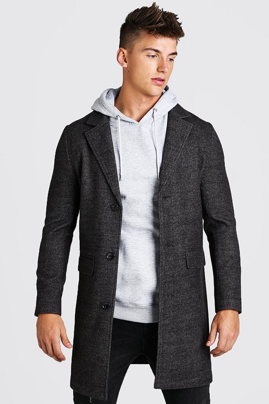 Charcoal grau Smart Textured Stretch Overcoat image number 1