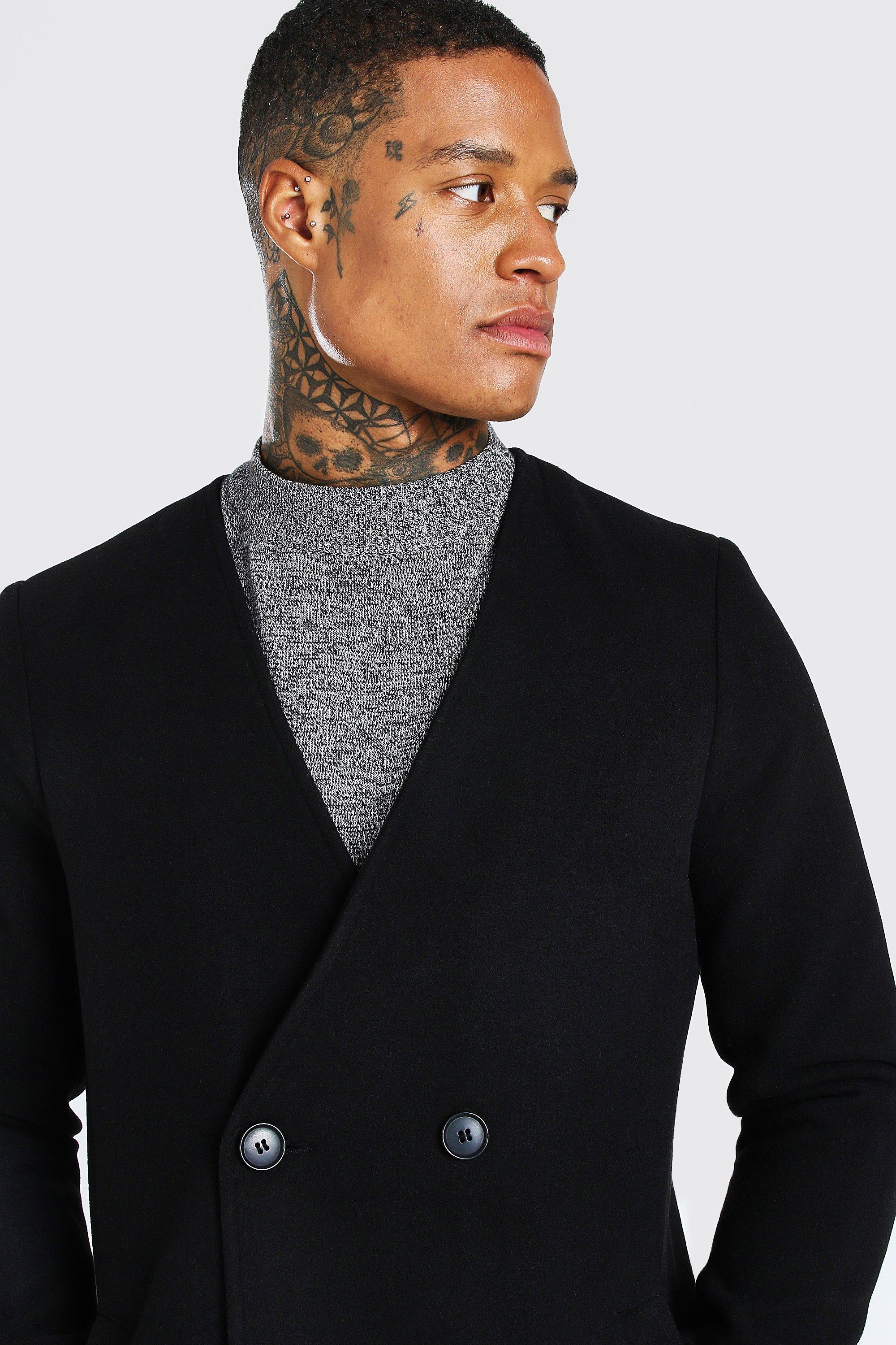 Collarless Smart Double Breasted 2 Button Overcoat