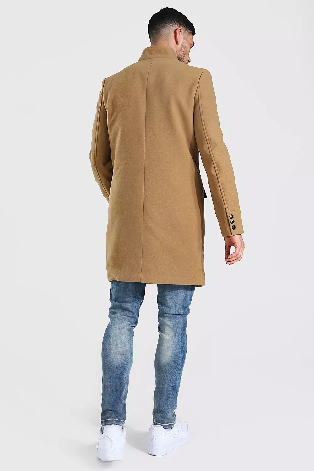 Stand up collar camel coat top