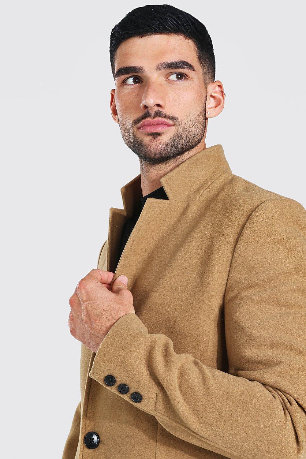 Men's stand up shop collar wool coat