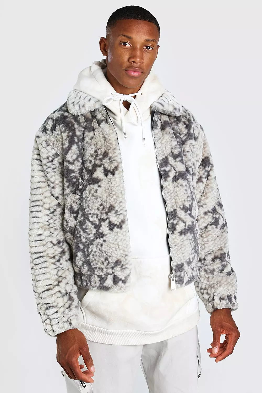 Faux shearling bomber jacket mens best sale