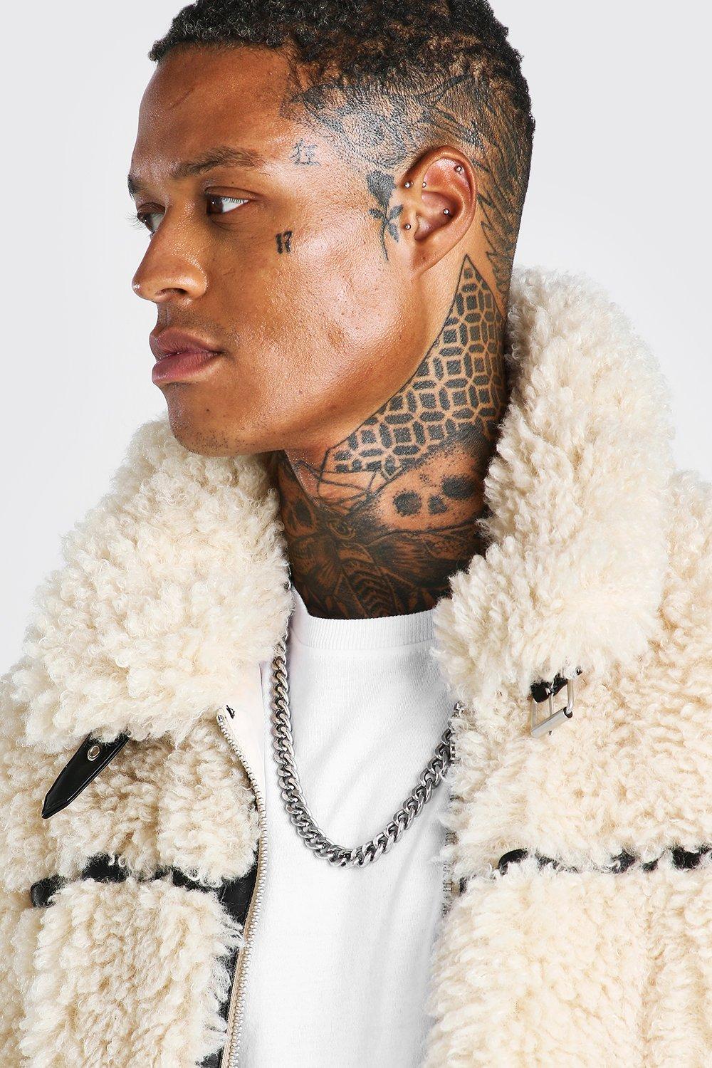 Teddy Faux Fur Aviator With Faux Leather Trims