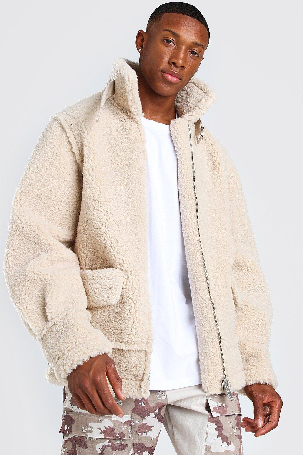 manteau imitation peau de mouton homme