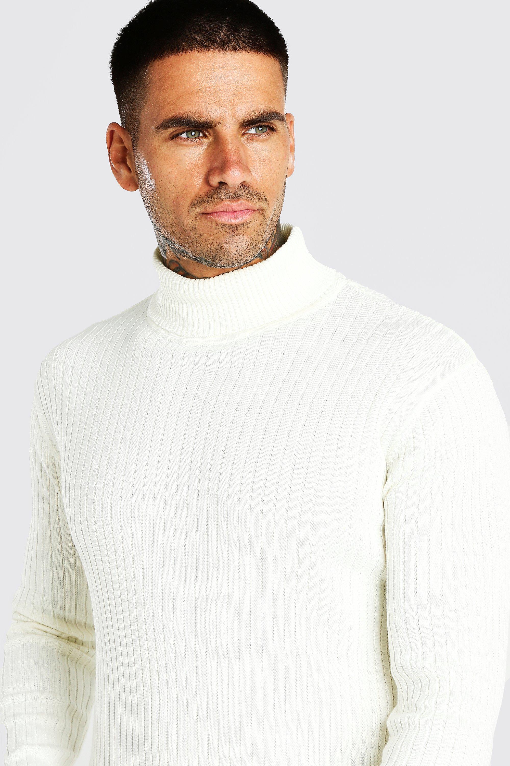 white ribbed roll neck jumper