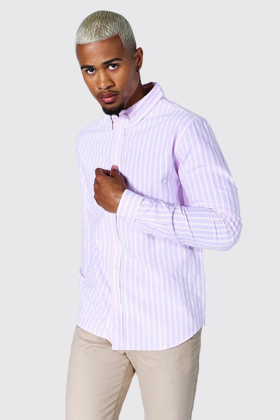 Langärmeliges Regular Fit Shirt mit Oxford-Streifen, Rosa image number 1