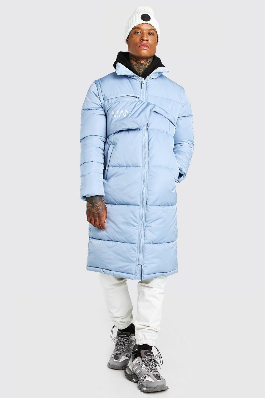 Blue MAN Longline Puffer With Detachable Bag image number 1