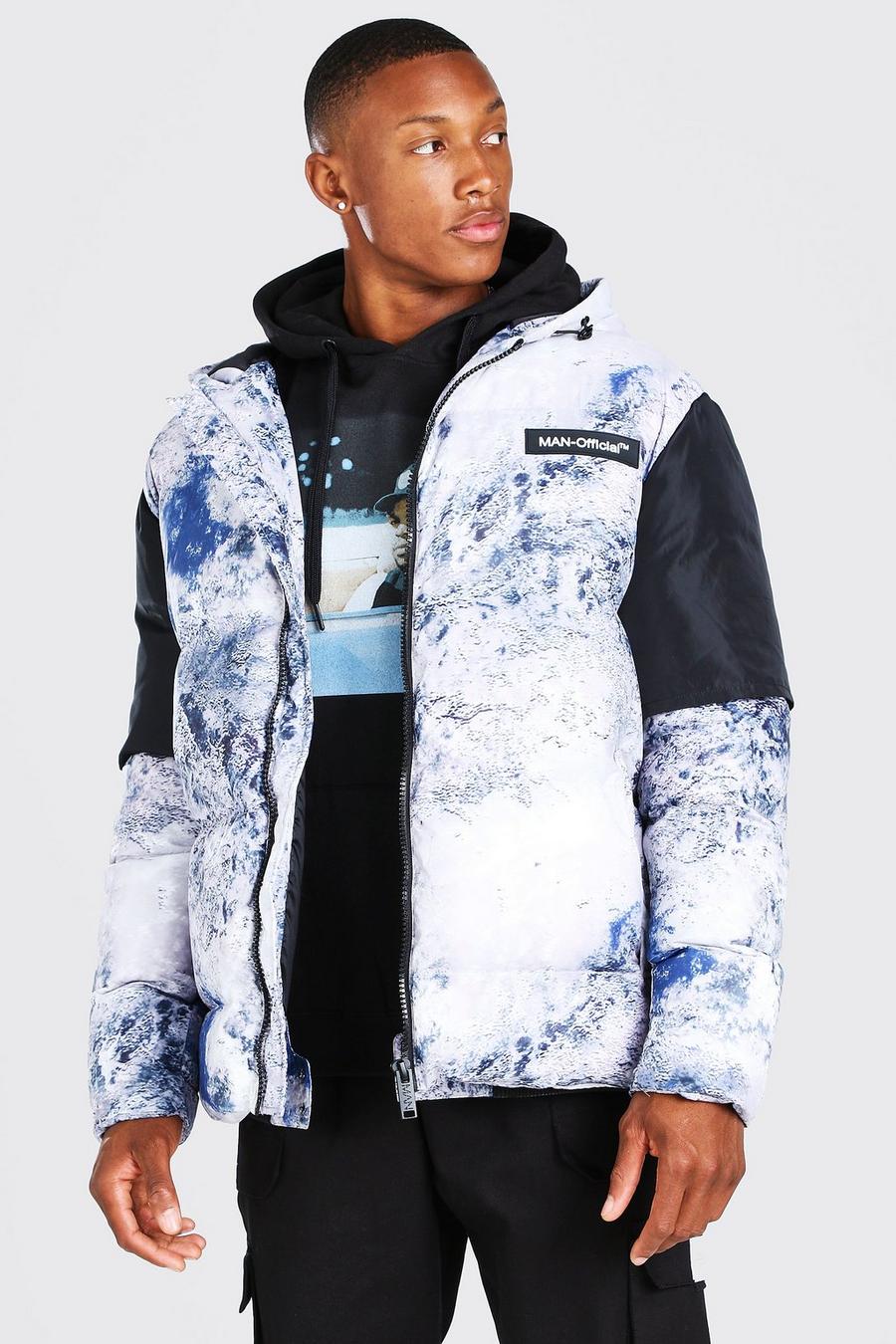 Multi Tie Dye Printed Colour Block Oversized Puffer image number 1