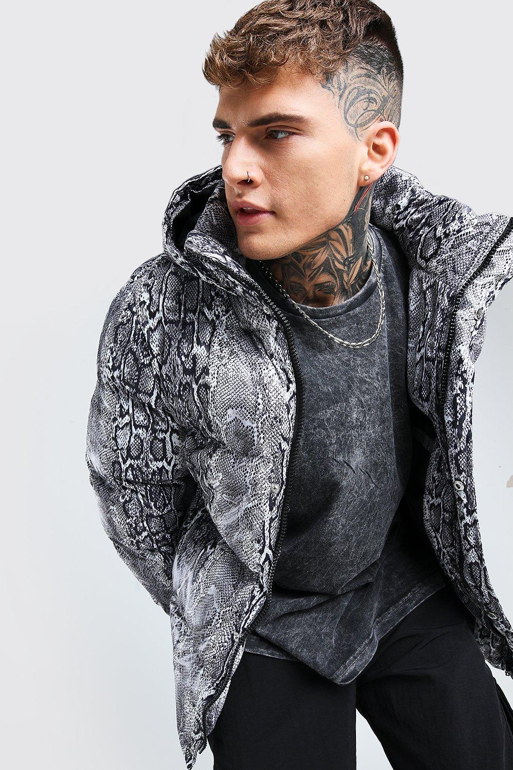 Snake print bubble coat sales