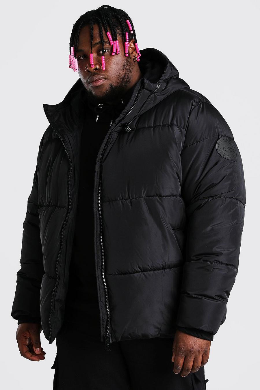Black Plus Size Hooded Toggle Detail Puffer image number 1
