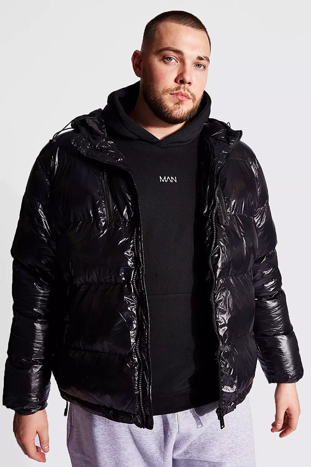 Mens wet look store puffer jacket