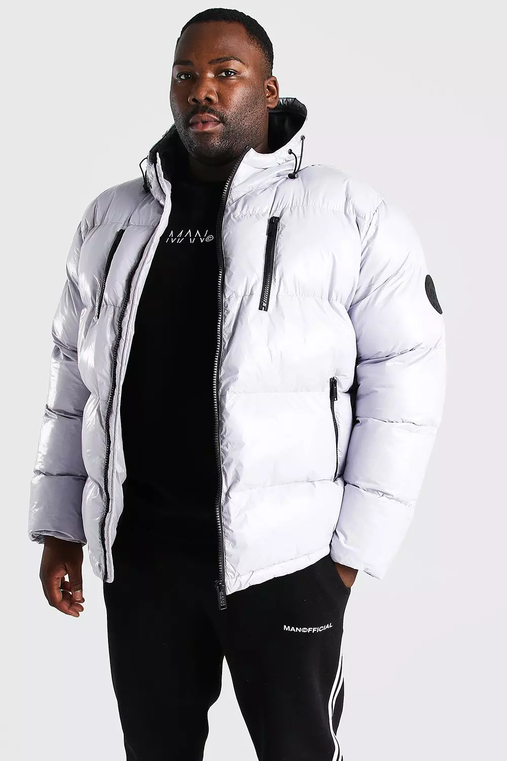 Wet look puffer jacket on sale mens