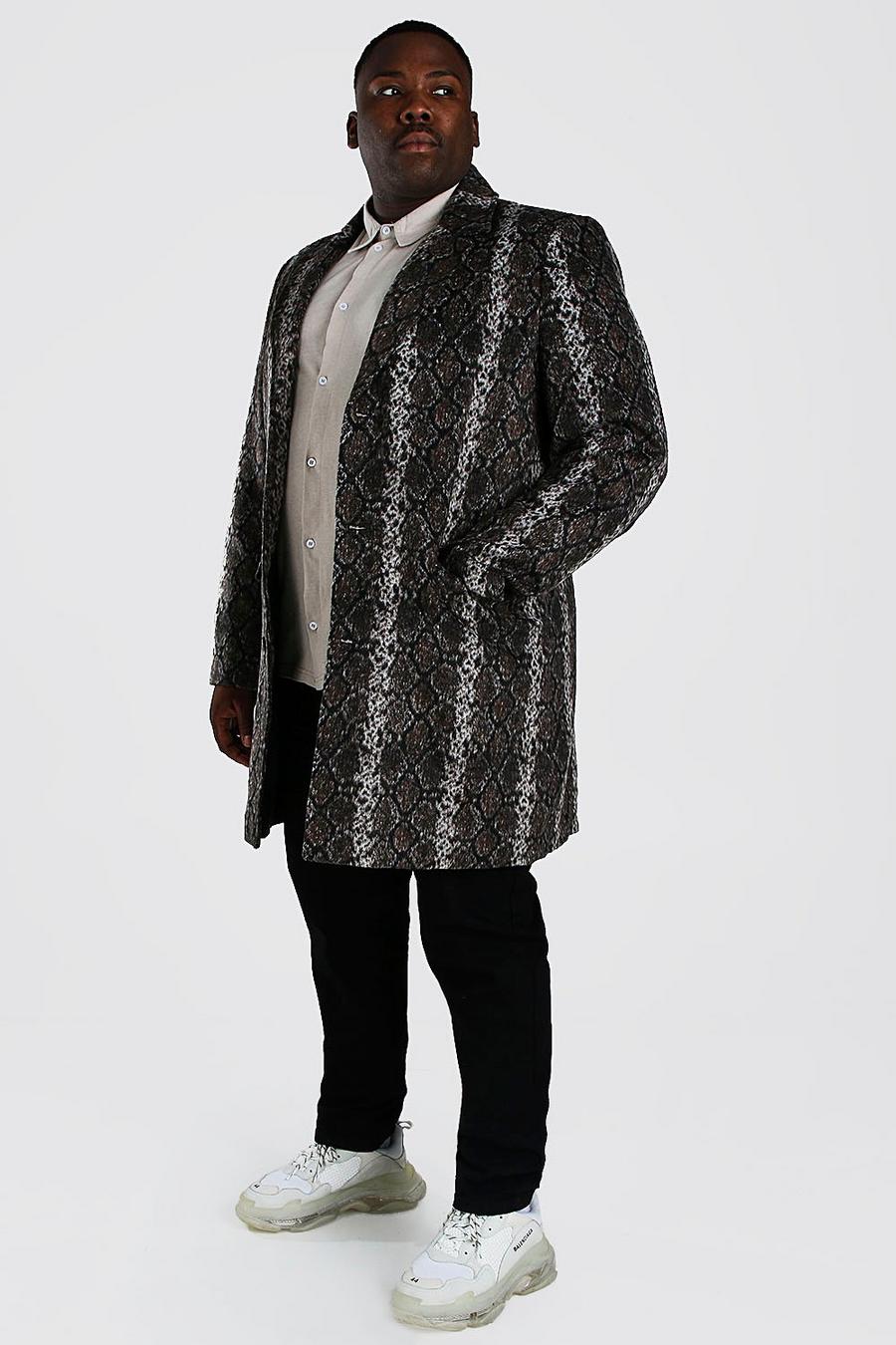 Brown Plus Size Snake Print Overcoat image number 1