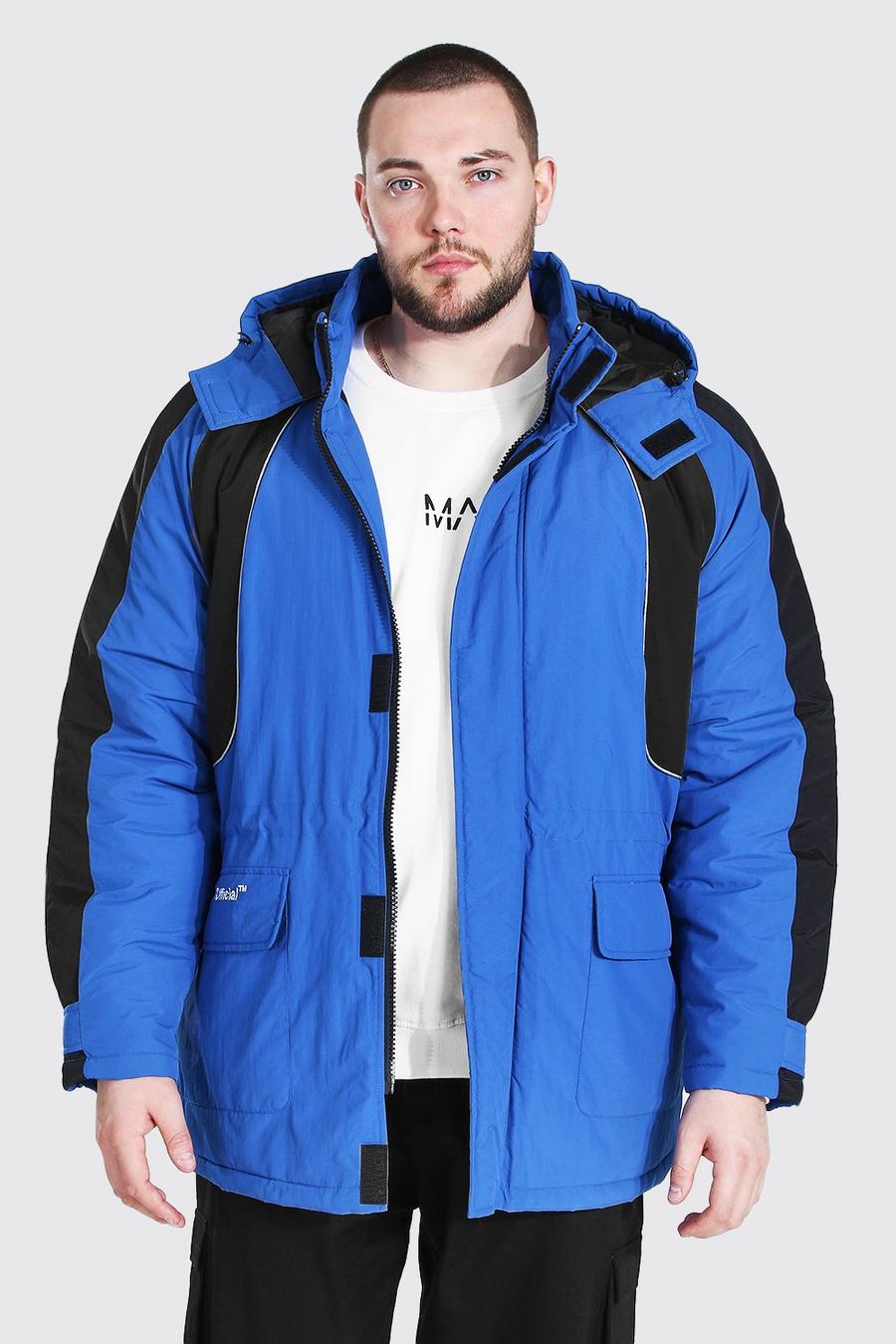 Blue Plus Size Colour Block Ski-Jacket image number 1