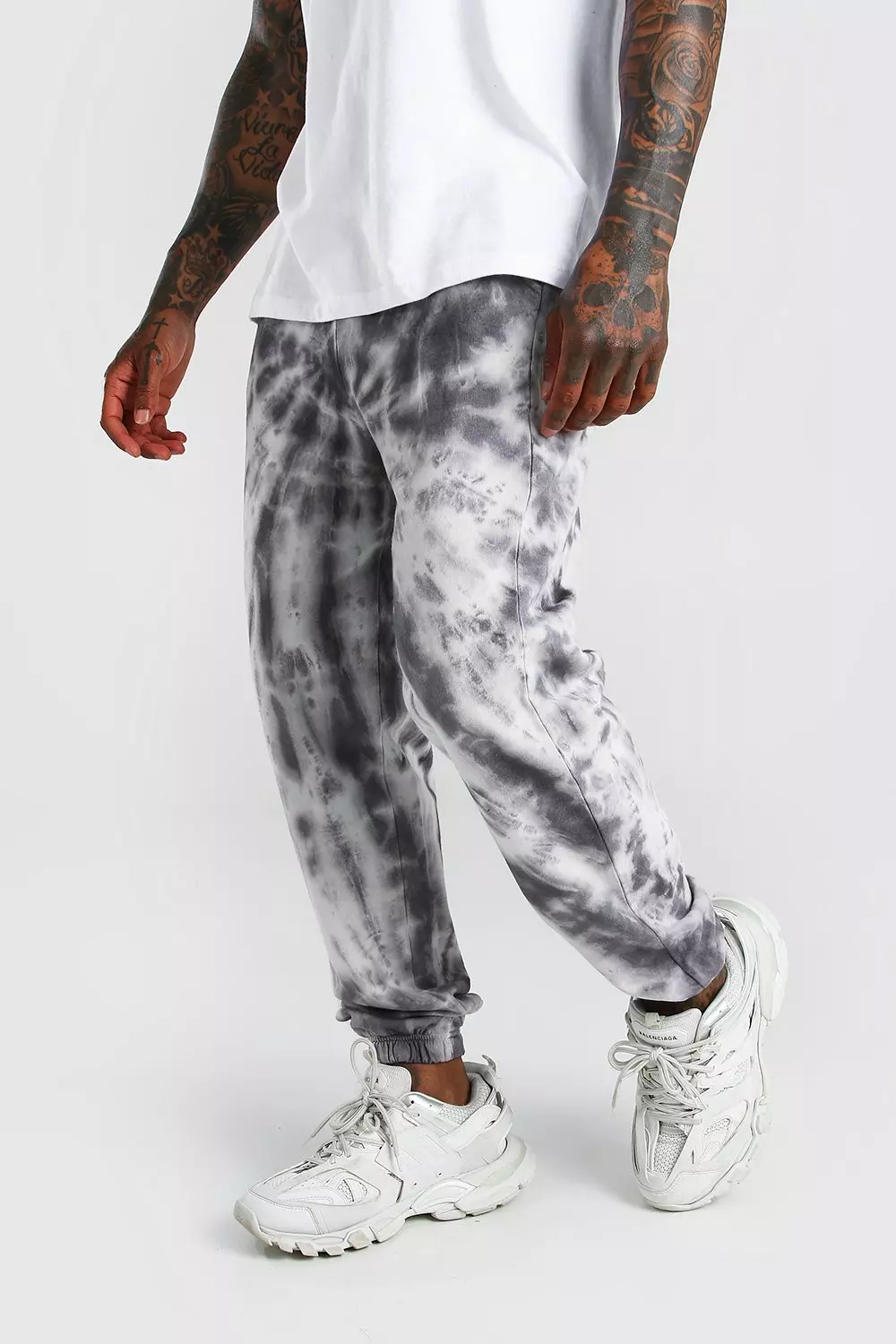 DKNY Women's White, Navy Chicago Bears Melody Tie-Dye Jogger Pants