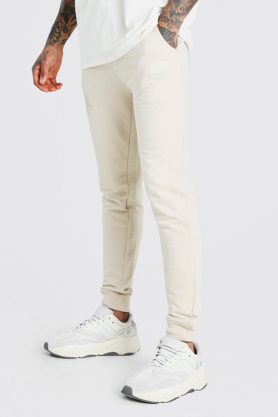 Pantaloni tuta basic taglio skinny, Pietra beige image number 1