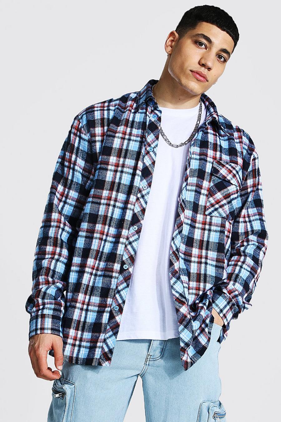 Blue Oversized Check Shirt image number 1