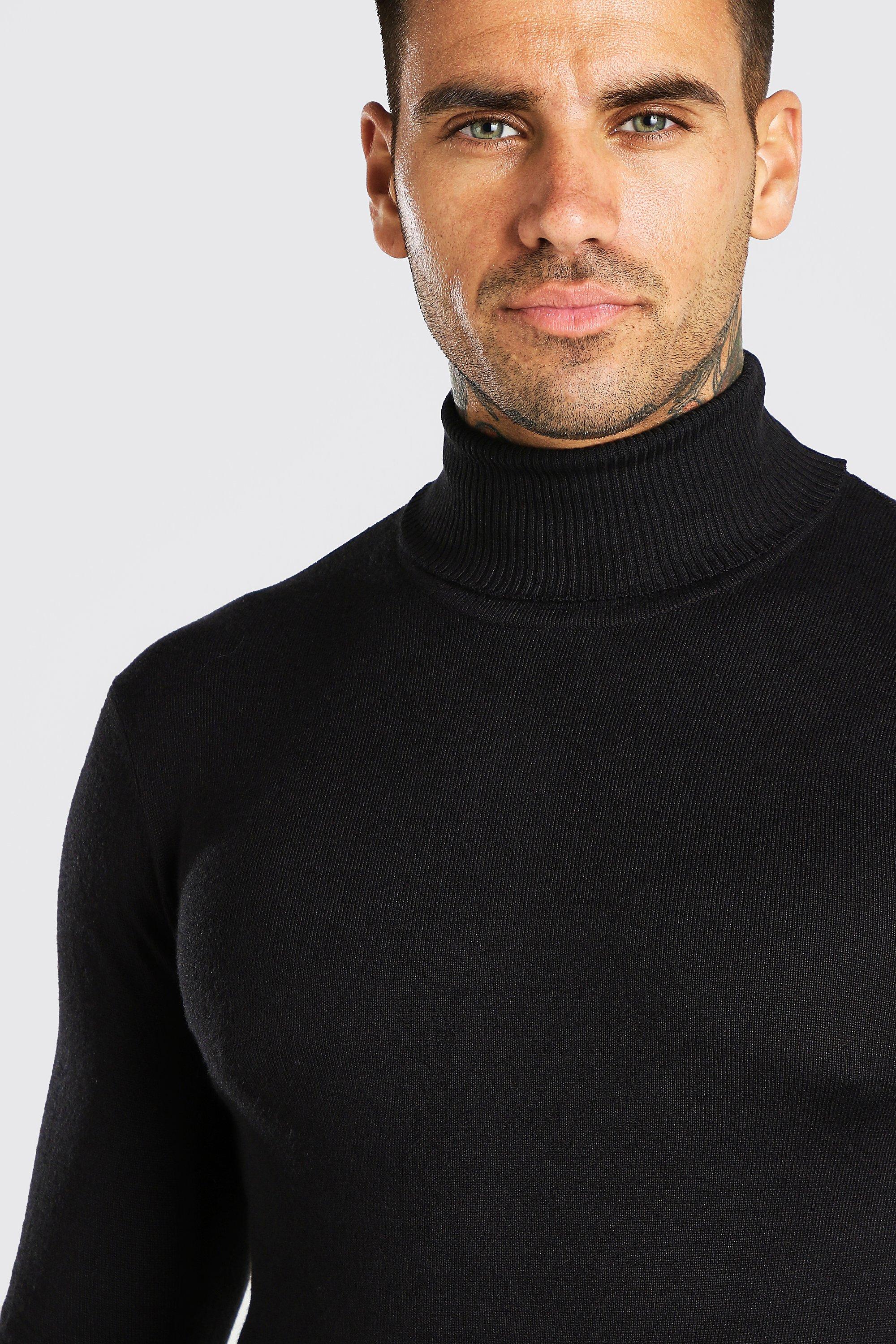 Muscle Fit Roll Neck Jumper boohoo NO