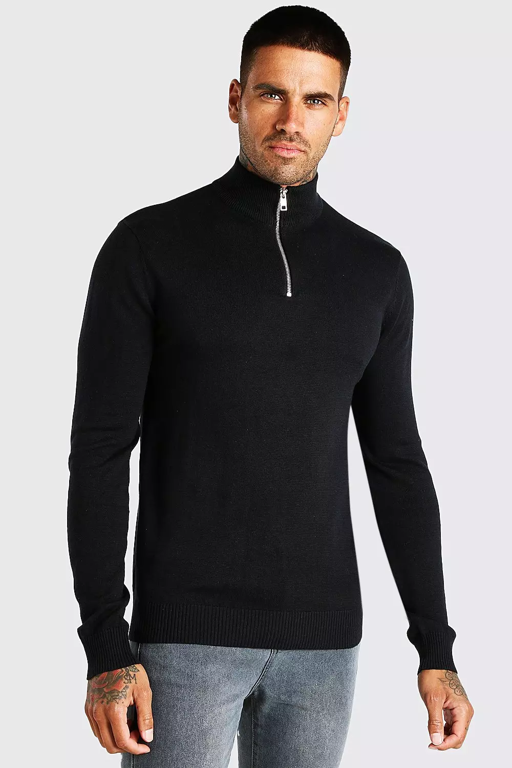 Mens black clearance funnel neck jumper