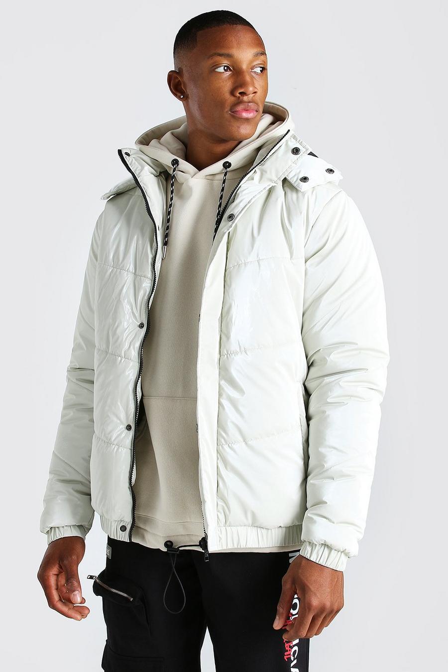 Stone High Shine Hooded Puffer image number 1