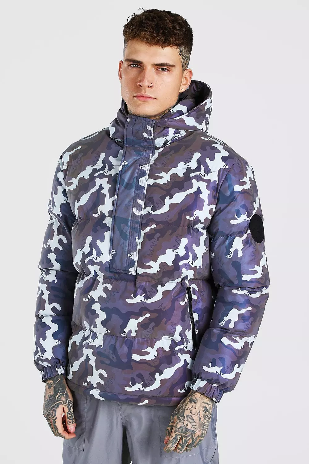 Reflective camo hot sale down jacket