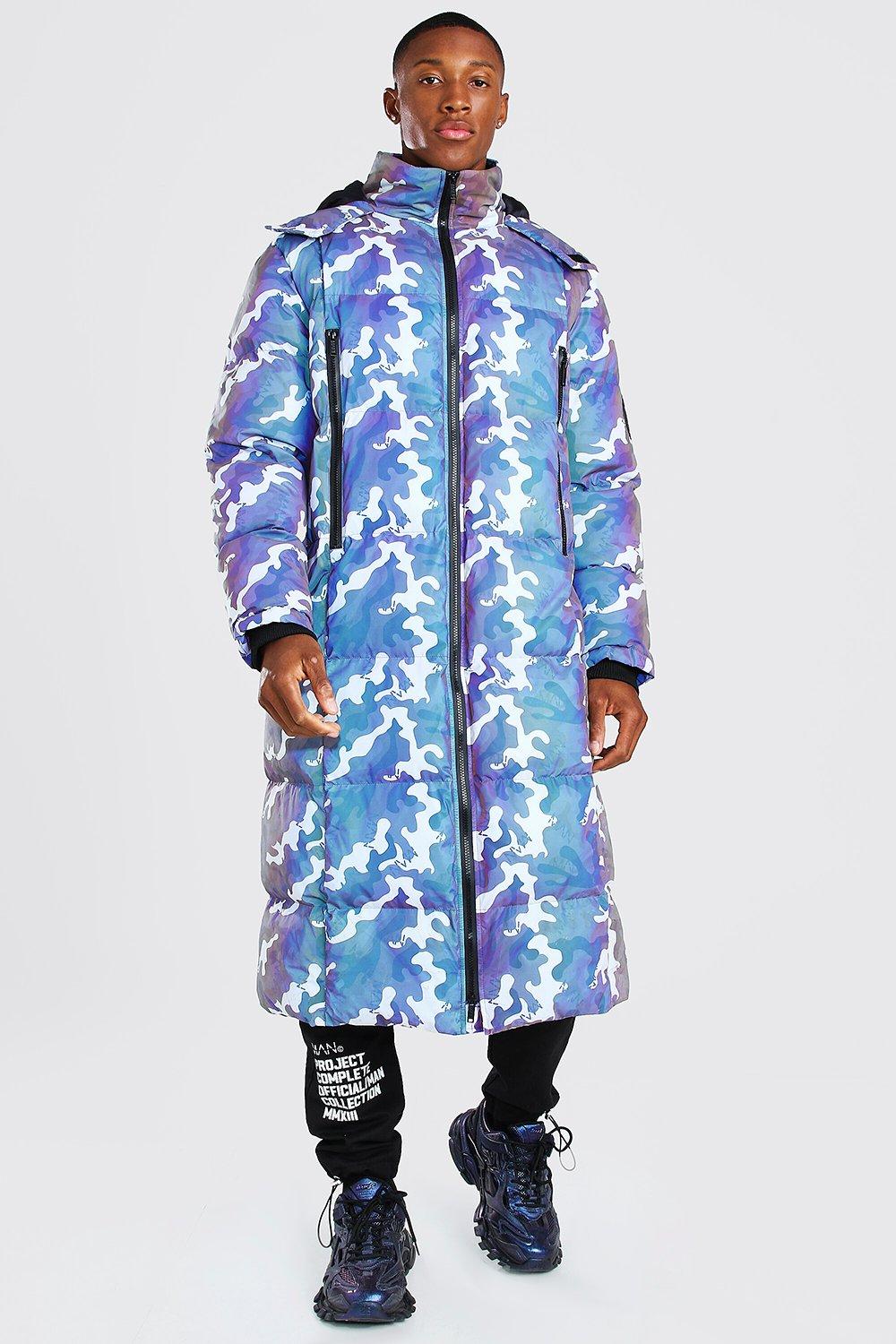 boohoo Mens Camo Transparent Puffer - Multi S