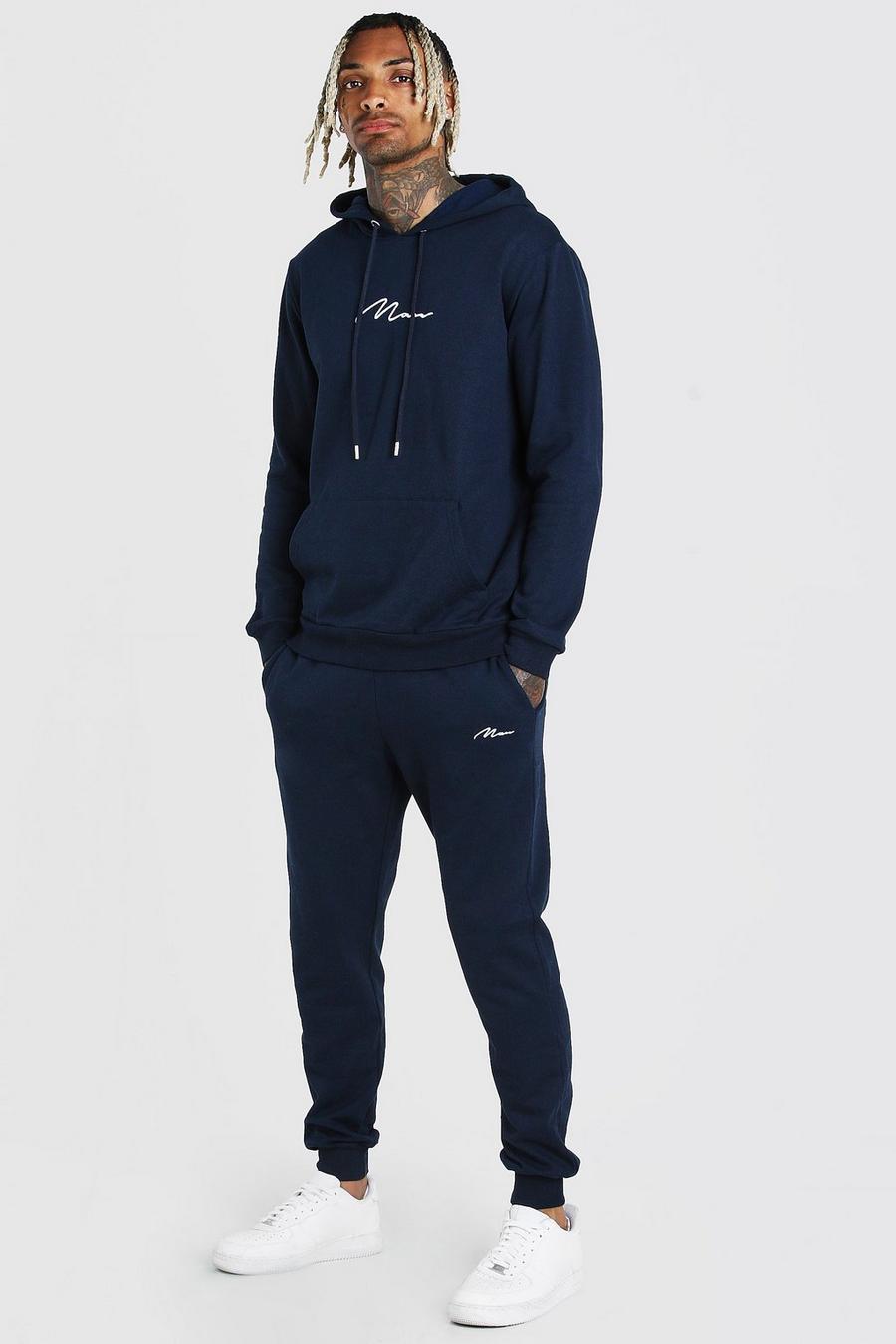Navy Man Signature Embroidered Hooded Tracksuit image number 1