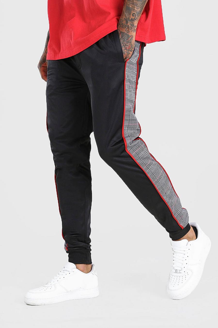 Red Skinny Fit Jogger With Jacquard Side Panel image number 1