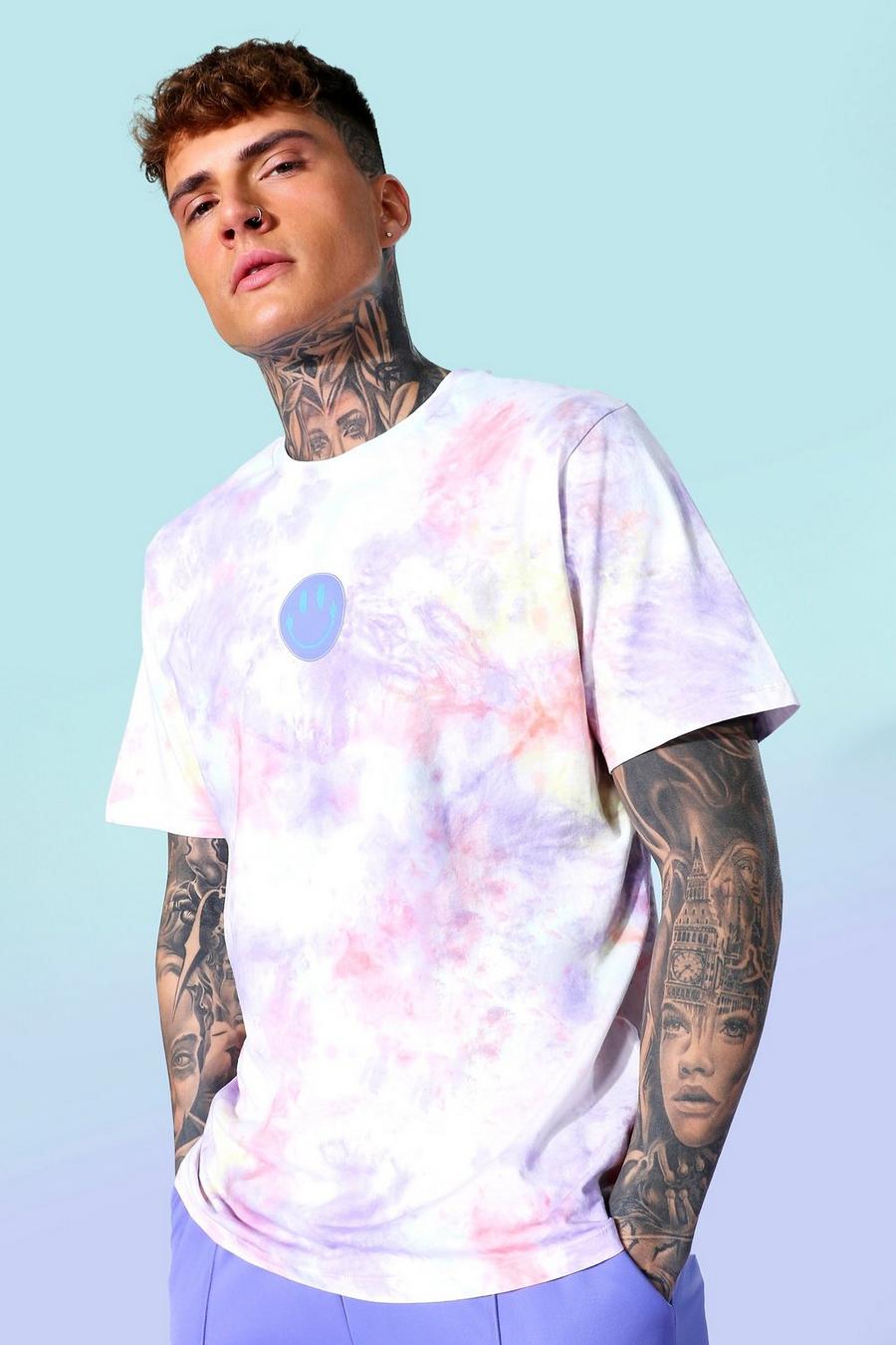 Blue Tie Dye Drip Face T-shirt image number 1