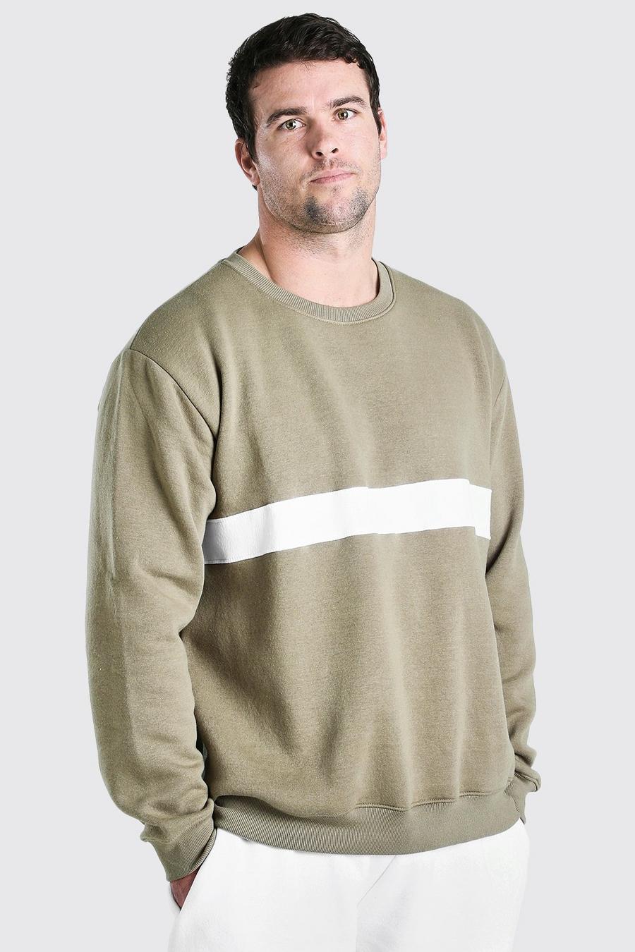 Green Plus Size MAN Signature Colour Block Sweater image number 1
