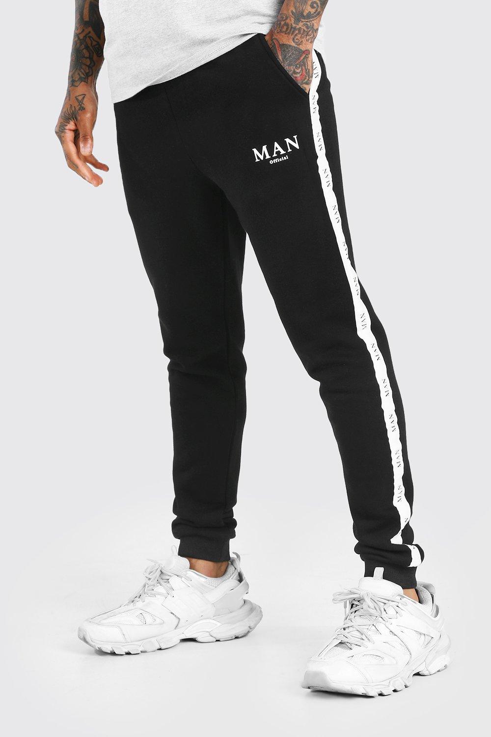 man signature skinny fit jacquard tracksuit with tape